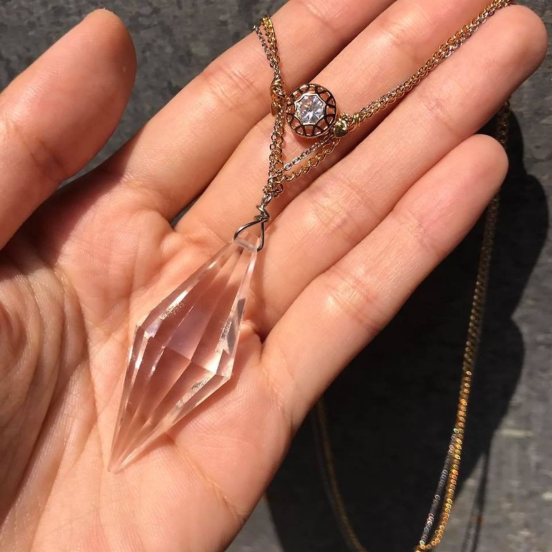 【Lost and find】Natural gemstone clear quartz necklace - สร้อยคอ - เครื่องเพชรพลอย หลากหลายสี