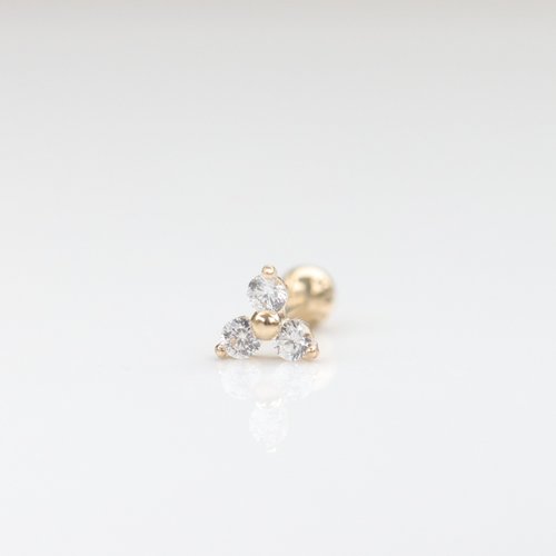 CHARIS GRACE 14K 三葉花 鎖珠耳環 (單個)耳骨 耳窩 不退色