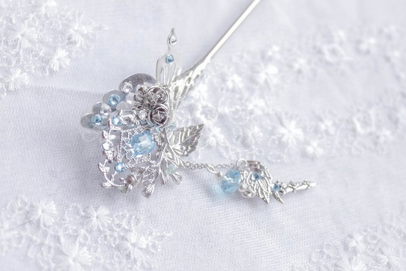 *Lilu Na Story*Snow Rose Hairpin - Hair Accessories - Other Metals Blue