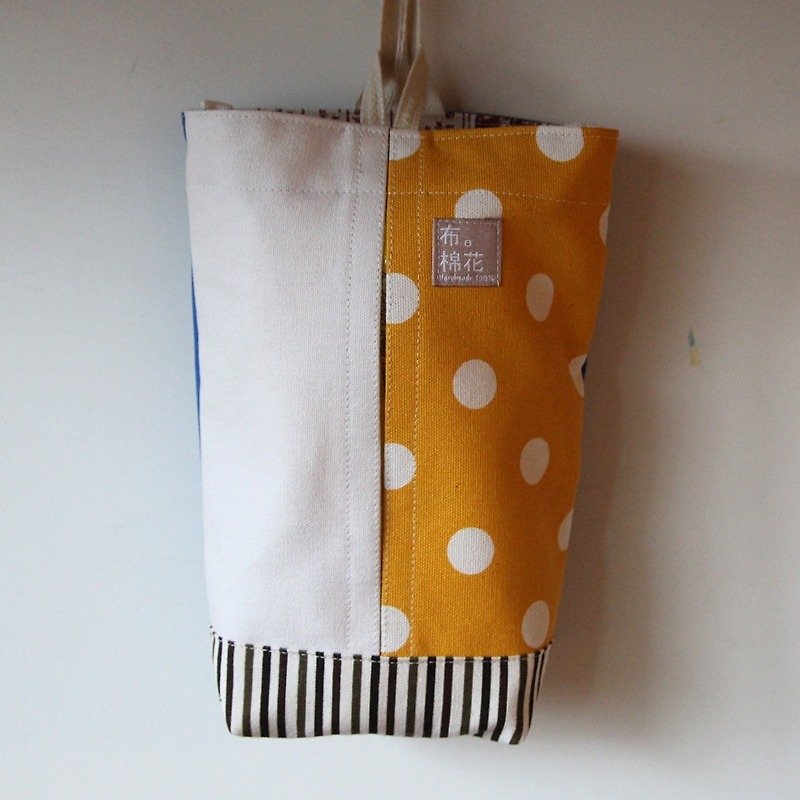 【布。棉花】掛式帆布面紙套, 抽取衛生紙面紙盒, 黃色大點點 - 擺飾/家飾品 - 棉．麻 黃色