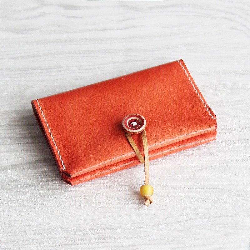 魏オレンジオレンジ色の手作り革財布レザーカードパッケージカードのパッケージカードのパッケージクレジットカードパッケージ無料レタリングボタンとして - 小銭入れ - 革 オレンジ