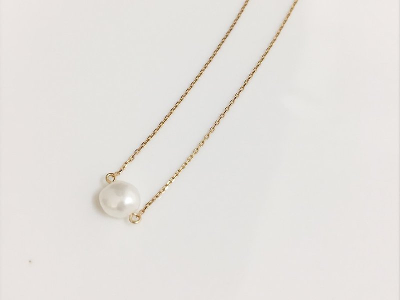 LOVE 單顆天然養殖珍珠項鍊 - 項鍊 - 寶石 白色