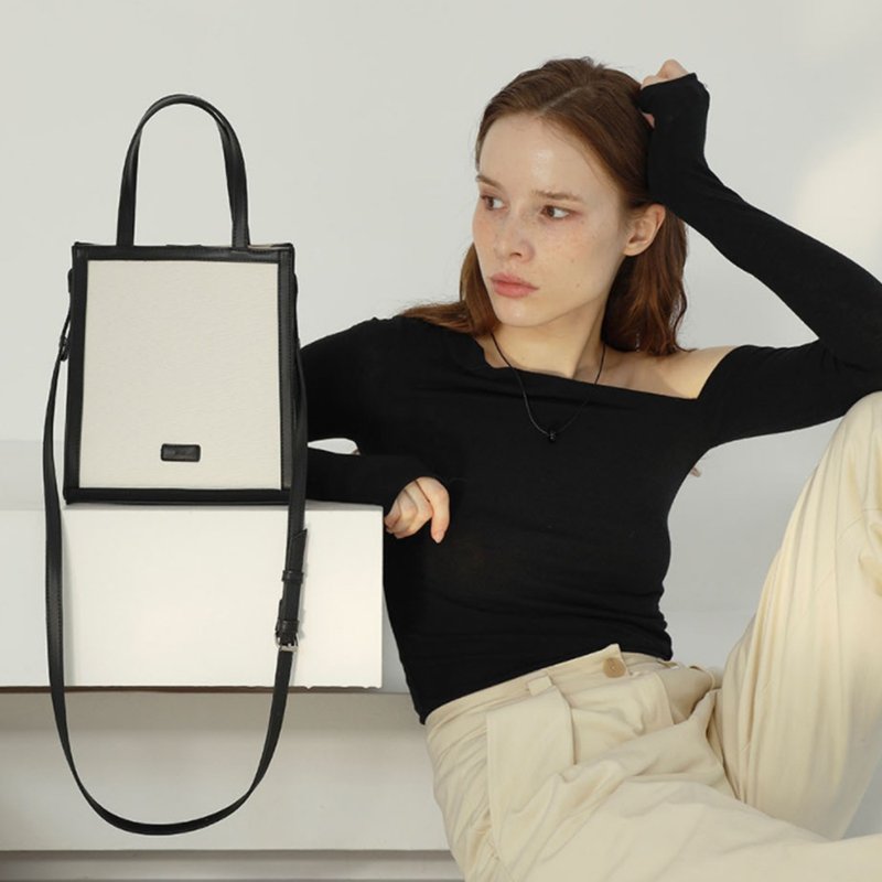 【秋冬新時尚】韓國製 Balen MINI Vegan Leather 包包 (BLACK) - 側背包/斜背包 - 環保材質 