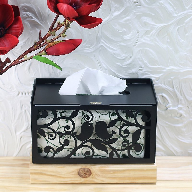 [OPUS Dongqi Metalworking] Champs Bird Building - Metal Craft Tissue Box(Black)/New Wedding Gift/Storage - Tissue Boxes - Other Metals Black