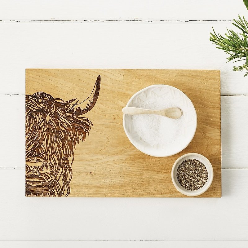 英國Scottish Oak橡木厚實木砧板/餐板/展示板(高山犛牛款) - 廚具 - 木頭 咖啡色