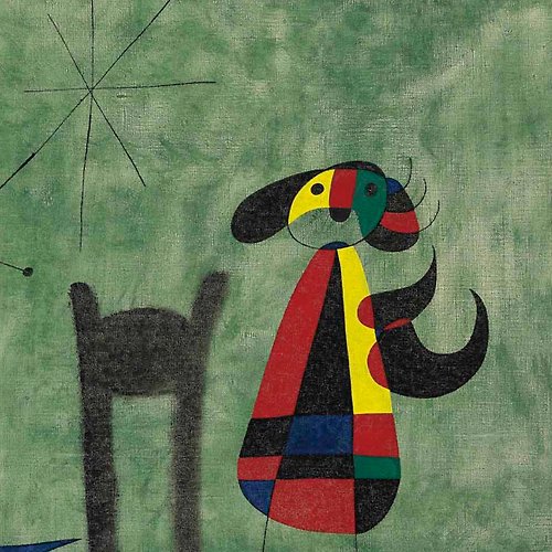 LIGHTO 光印樣 【藝術掛畫】 Joan Miro 米羅 -- 鳥兒飛向金邊山丘上生長