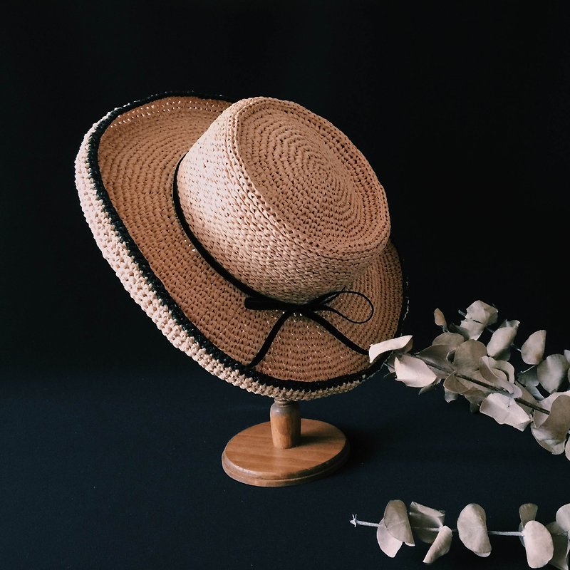 Hand-woven material bag - Ear Impression Wide Bowler Hat - Wood, Bamboo & Paper - Paper 