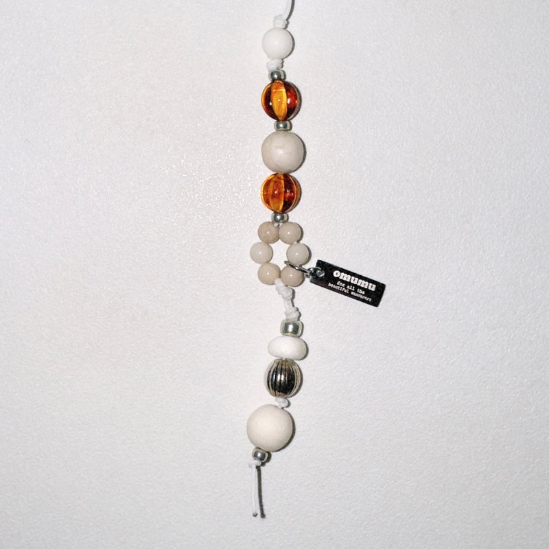 Amber colored beads ball keychain backcharm keyring - Keychains - Other Materials Multicolor