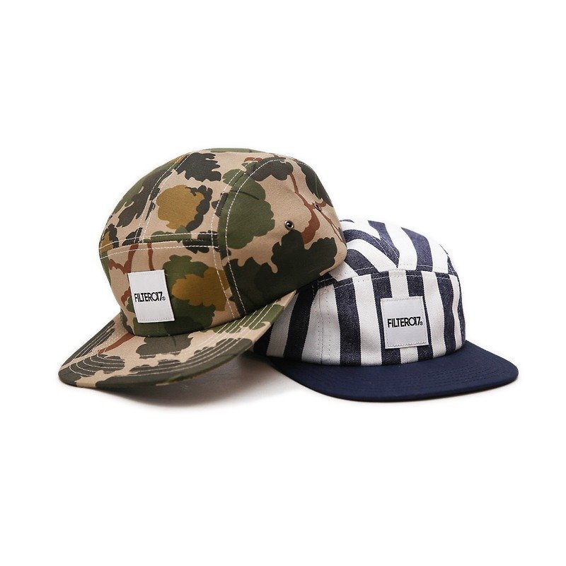 Filter017 Logo 5-Panel Cap Deciduous Camouflage / Blue Striped Five Split Cap - Hats & Caps - Cotton & Hemp Multicolor