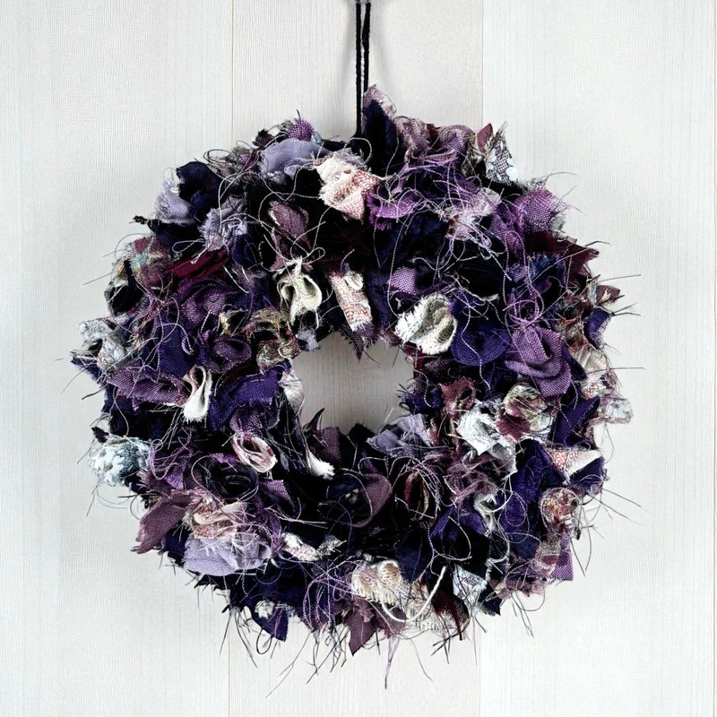 ファブリックリース || キモノリメイク || パープル - 乾燥花/永生花 - 絲．絹 紫色