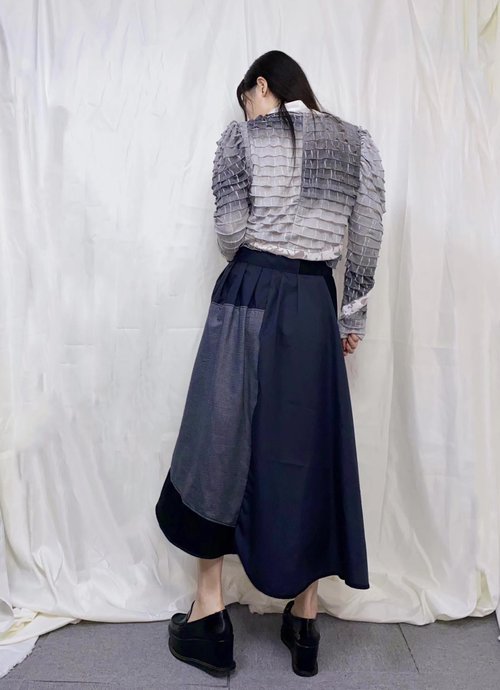 landscape painting tuck skirt6004 meikeiin handmade