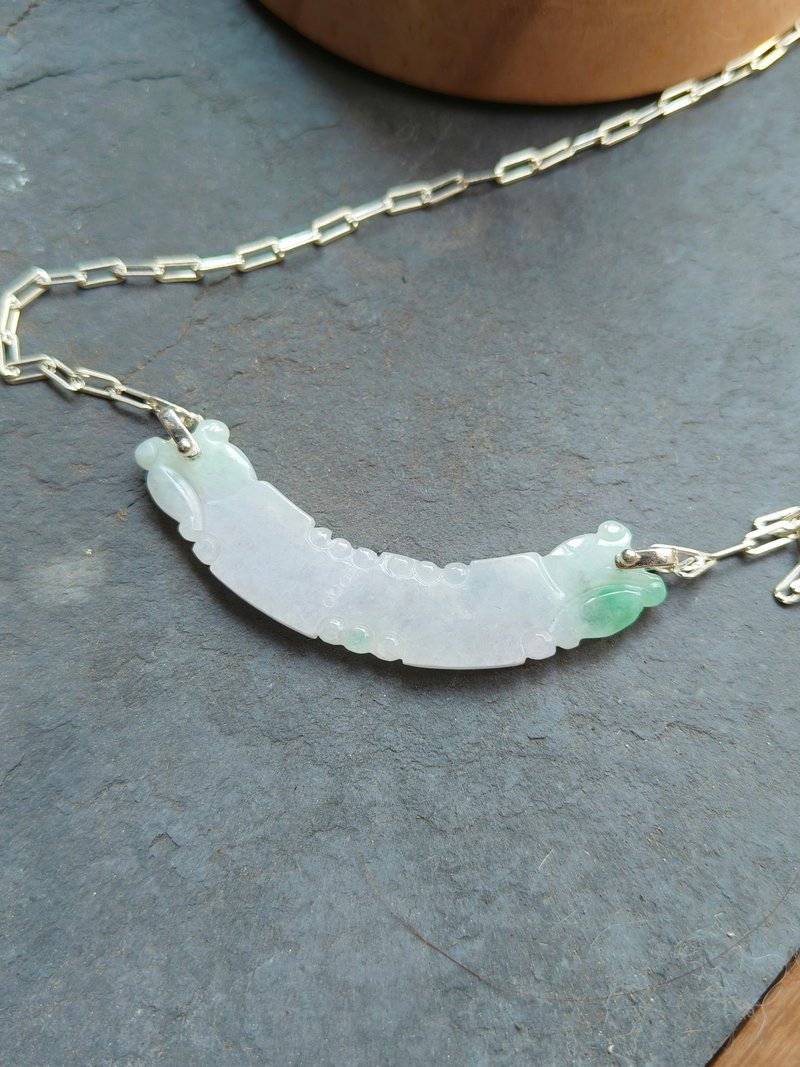 Natural Burmese Ice Jadeite Jade Silver Necklace - ต่างหู - เครื่องเพชรพลอย สีเขียว