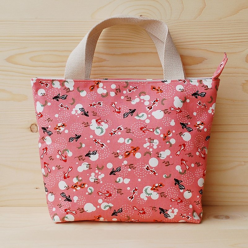 Small goldfish zipper bag - Handbags & Totes - Cotton & Hemp Pink