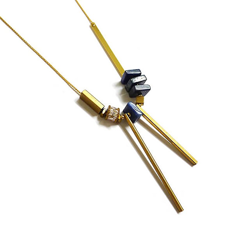Ficelle | handmade brass natural stone bracelet | Flame symbiotic dormant - necklace - สร้อยคอ - เครื่องเพชรพลอย 
