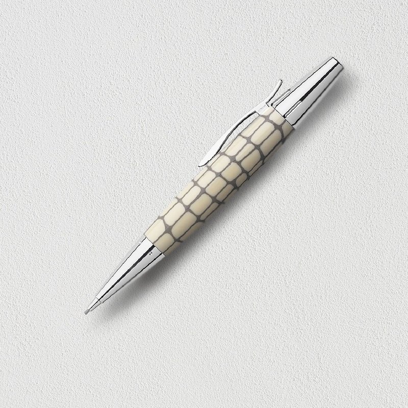 【Faber-Castell】E-MOTION 鱷魚紋1.4mm 旋轉鉛筆象牙白免費刻字 - 鉛筆/自動鉛筆 - 樹脂 白色