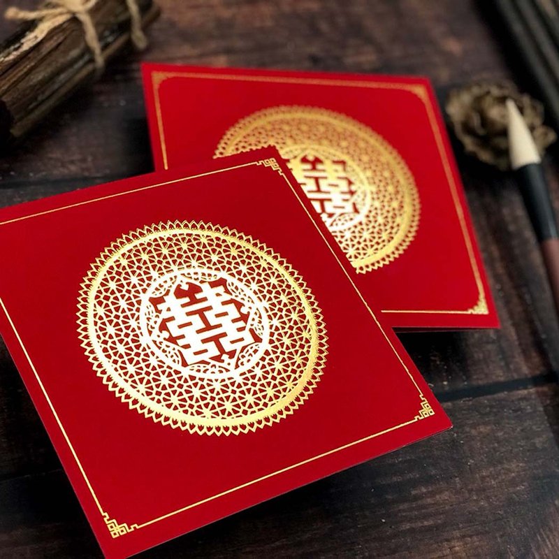 Chinese style hot stamping wedding invitation - การ์ด/โปสการ์ด - กระดาษ 