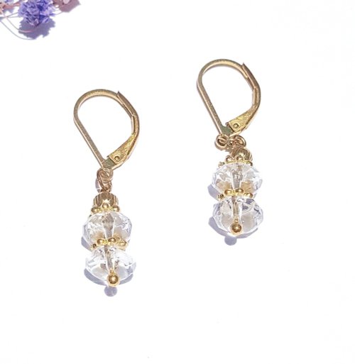 &amp;lt;Pure heart&amp;gt; white crystal earrings Bronze minimalist geometry personalized Valentine&amp;#39;s Day Birthday Customized