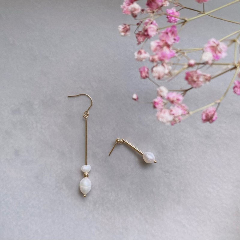 14K gold-packed pearl earrings_Charm 14KGF earrings - ต่างหู - ไข่มุก ขาว