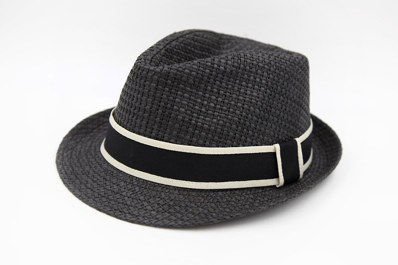 【紙布家】日式紳士帽(黑色)紙線編織 - 帽子 - 紙 黑色