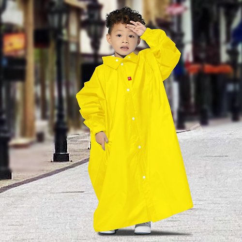 TDN TDN小揹兒童背包雨衣超防水輕量學生書包連身雨衣-皮卡黃