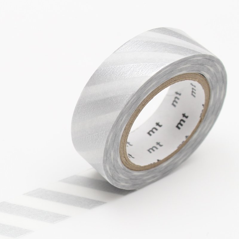 KAMOI mt Masking Tape Deco【Stripe - Silver (MT01D378)】 2017SS - Washi Tape - Paper Silver