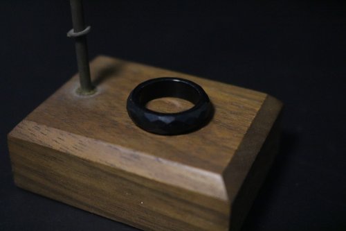 繡娘 多切割面黑曜石戒指素圈個性禮物水晶戒指禮盒刻字
