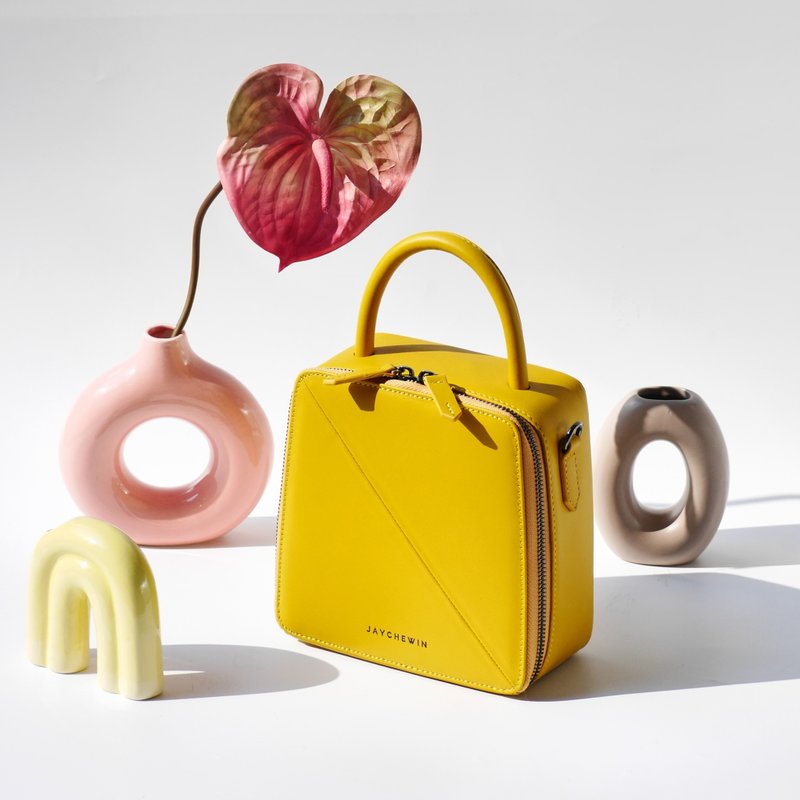 斜背包 Butter Cross-body Bag / 芥末黃色 Mustard Yellow - 側背包/斜背包 - 真皮 黃色
