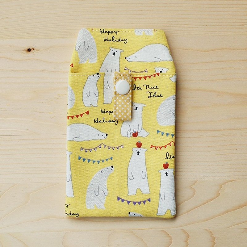 Apple Polar Bear Pocket Pencil _ Yellow / With Document Bag - Pencil Cases - Cotton & Hemp Yellow