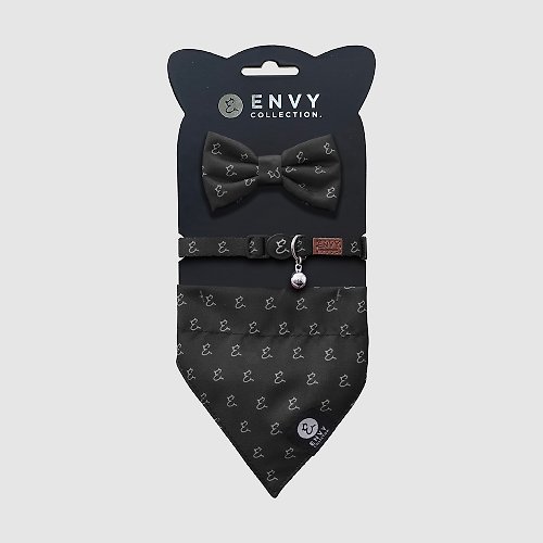 ENVY COLLECTION ENVY COLLECTION 貓頸圈 優雅黑logo三件組 調節式 領結 領巾