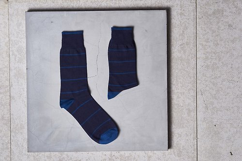 ORINGO 林果良品 雙色水手條紋紳士襪 淺藍