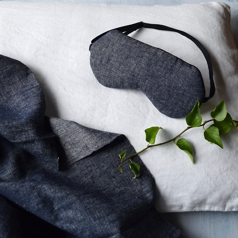 棉．麻 眼罩 藍色 - 日本眼罩   Linen Denim | 有附收納袋|可調整長度|助眠|生日禮物