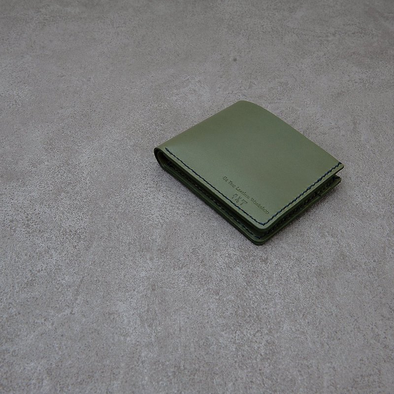 Short Clip Wallet Wallet Matcha Green Change Card Classic Wallet Wallet Silver Bag - กระเป๋าสตางค์ - หนังแท้ สีเขียว