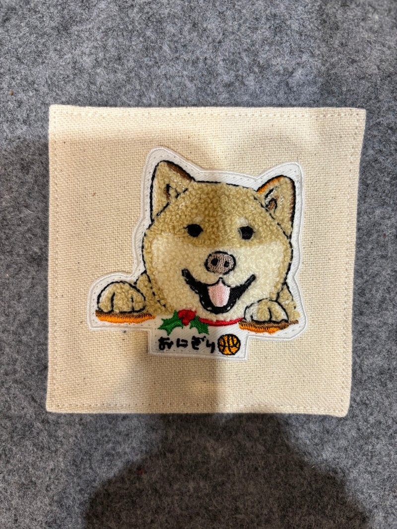 柴柴純棉杯墊 毛巾繡 台灣製造 - 杯墊 - 棉．麻 白色