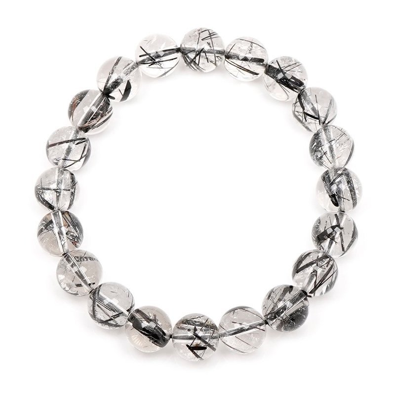 【正佳珠寶】黑髮晶 頂級淨透 9.3-9.6mm 黑髮晶手珠 - 手鍊/手環 - 半寶石 多色