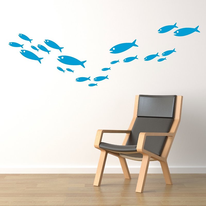 《Smart Design》創意無痕壁貼◆魚群悠游 8色可選 - 牆貼/牆身裝飾 - 紙 藍色