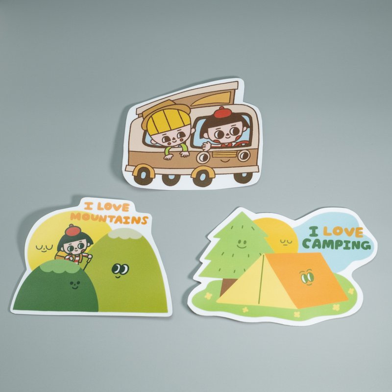 防水ビッグステッカー/アウトドアシリーズ3枚セット - ステッカー・シール - 紙 グリーン