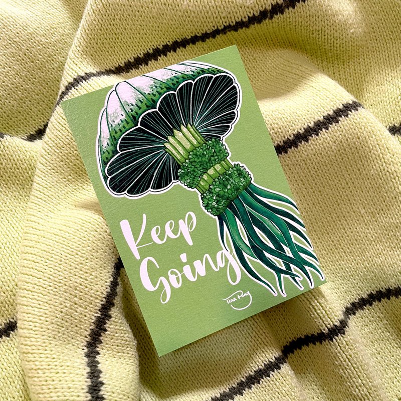 Fantasy Jellyfish Postcard - Keep Going - การ์ด/โปสการ์ด - กระดาษ สีเขียว