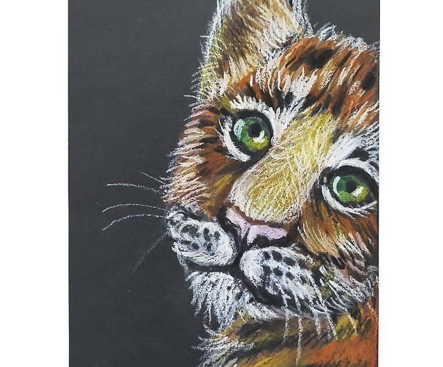 Portrait of a tiger cub oil pastel original work animal original painting -  Shop Nadinart Wall Décor - Pinkoi