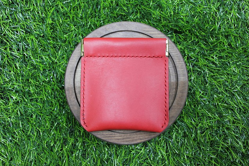 [Mini5] Lightweight carry-on coin purse / headphone storage bag (red) - Coin Purses - Genuine Leather 
