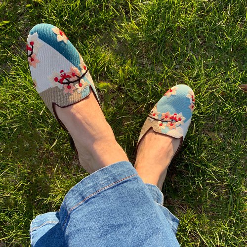 Suzhou Cobblers 摩登繡鞋 春曉手工製作平底鞋無包跟/機繡 繡花鞋 拖鞋 繡花拖鞋 帆布鞋