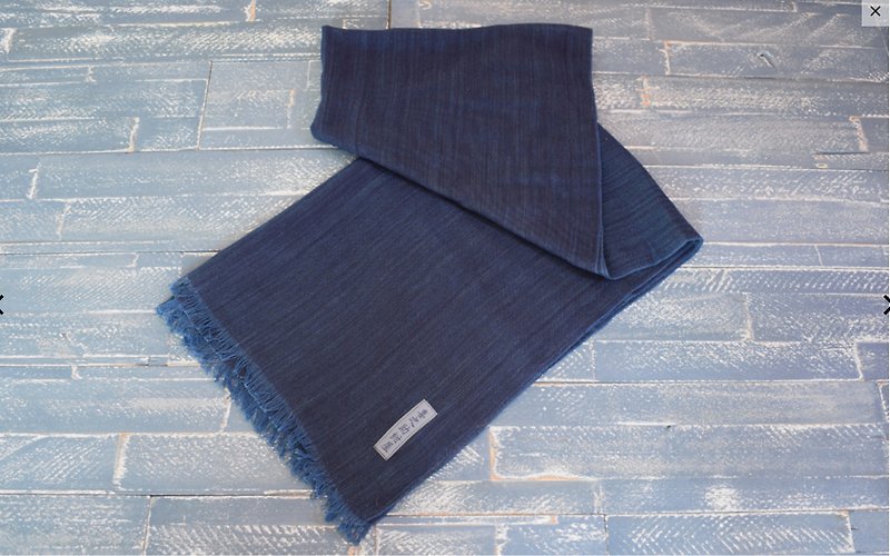 Nogawa Aojima Stole (Dark) - Knit Scarves & Wraps - Cotton & Hemp Blue