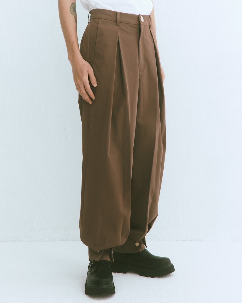 cocoon button-up trousers - Men's Pants - Other Man-Made Fibers Brown