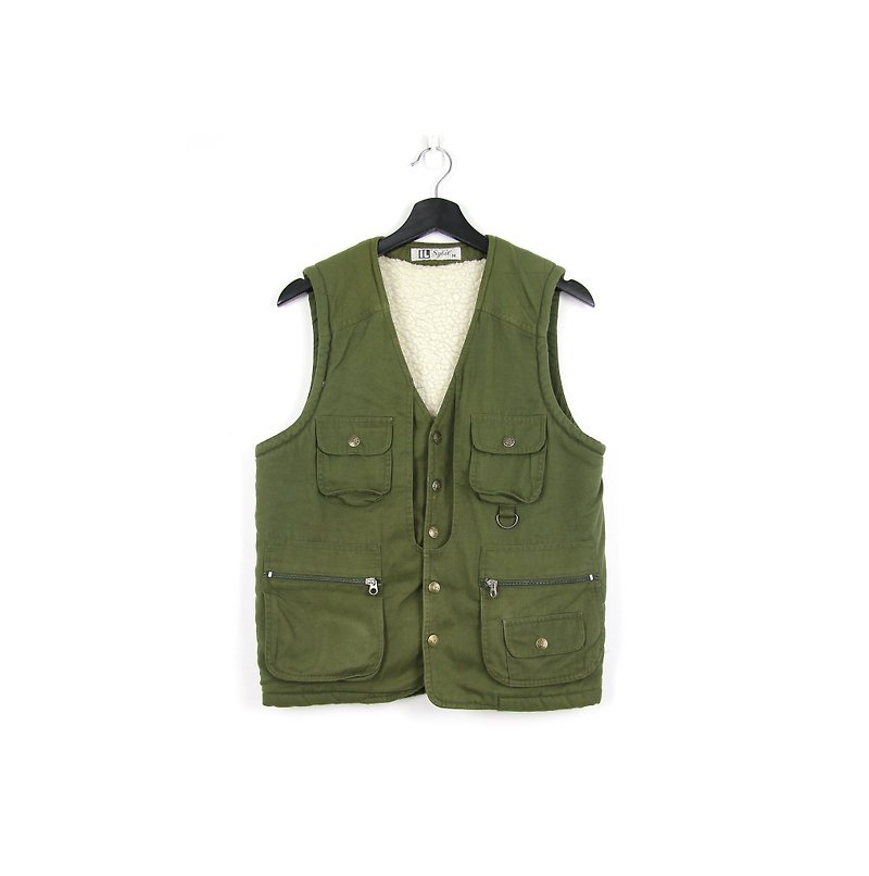 Back to Green cotton fisherman vest dark green //vintage vest - Men's Tank Tops & Vests - Cotton & Hemp 