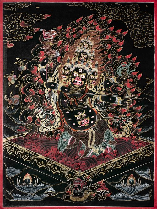 真作　チリ　画家作品　陶板画　絵画　美術品　輸入品　インテリア　タンカ- の絵画 タンカ傑作-チベット仏教の輪廻の絵 - ショップ Boudha Stupa