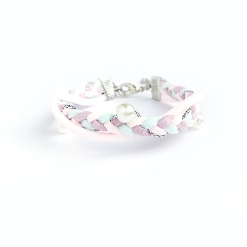 Anne Handmade Bracelets 安妮手作飾品 手作 手工編織 簡約 混色 手環 -淺粉 粉紫 限量
