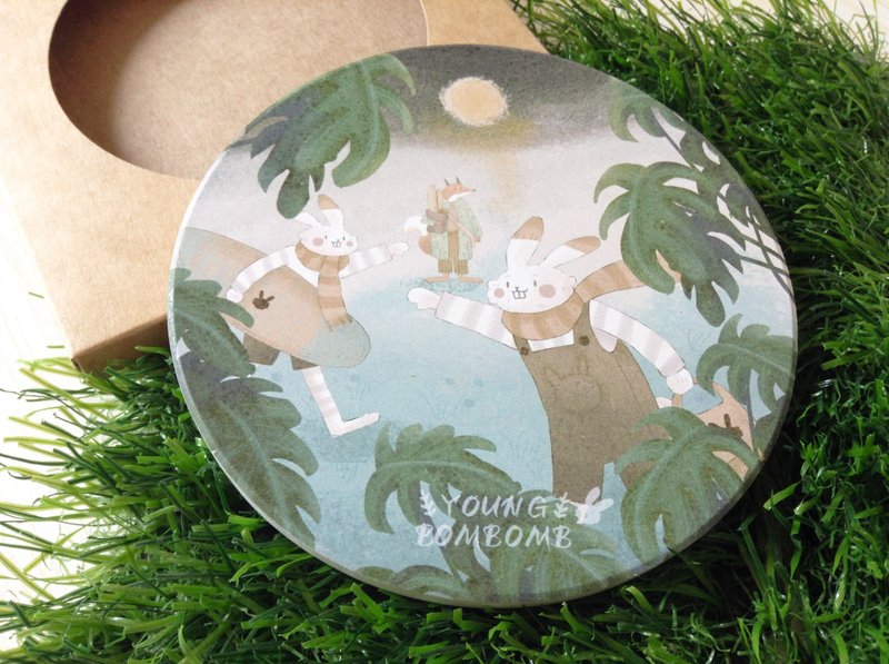 [Forest Friends] Ceramic Water Absorbent Coasters - Coasters - Pottery 