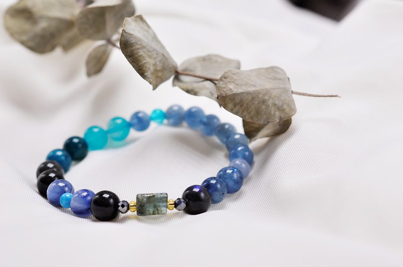 Collection original | Dai Jing | Tianhe Stone\ blue apatite \ black body elongated \ Stone\ angel Stone, etc. - Bracelets - Crystal Blue
