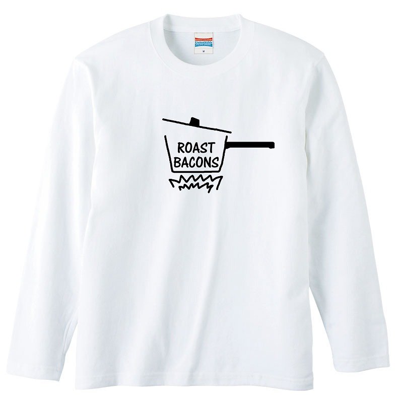 ロングスリーブTシャツ / Roast Bacons 片手鍋 - 男 T 恤 - 棉．麻 白色