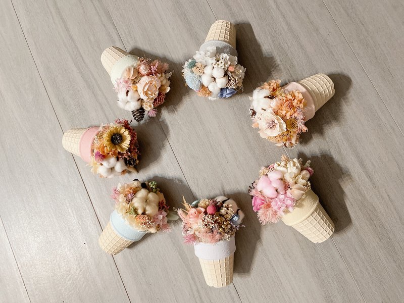 Miss. Flower puzzle cone flower table flower pot flower ice cream Valentine's Day opening - Dried Flowers & Bouquets - Plants & Flowers Pink