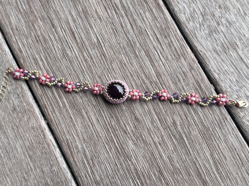 20260141 Garnet Beaded Bracelet - Bracelets - Semi-Precious Stones Purple